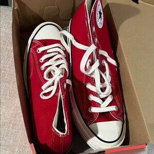 Converse Red High-Tops with White Soles